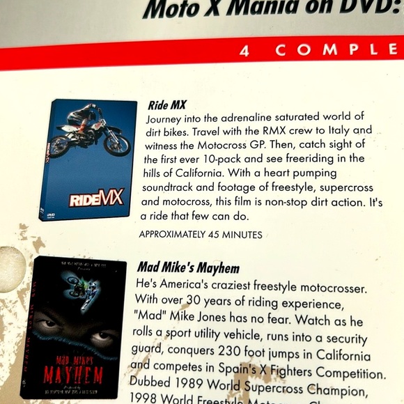 Moto Mania Boxed Set Of 4 Motocross Freestyle Action DVDS 2007 Collector’s Set - Picture 9 of 12